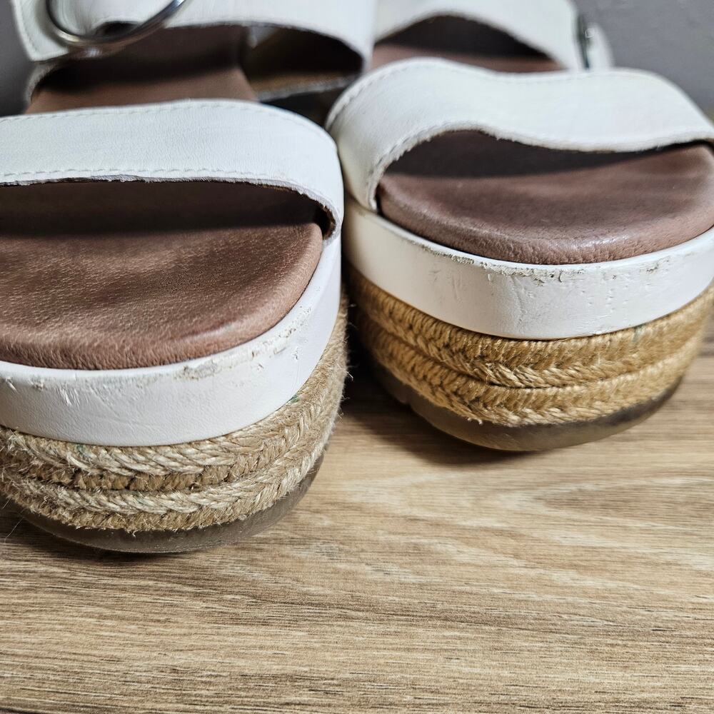 UGG "April" Leather Platform Espadrille Sandals - Ivory/White Boho Y2K Size 7 - Picture 9 of 10